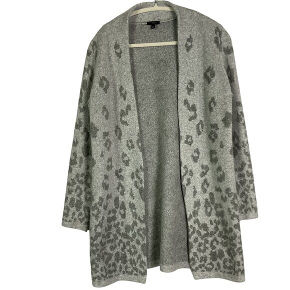 Talbots long gray ombre animal print cardigan, Small Petite - Picture 1 of 7